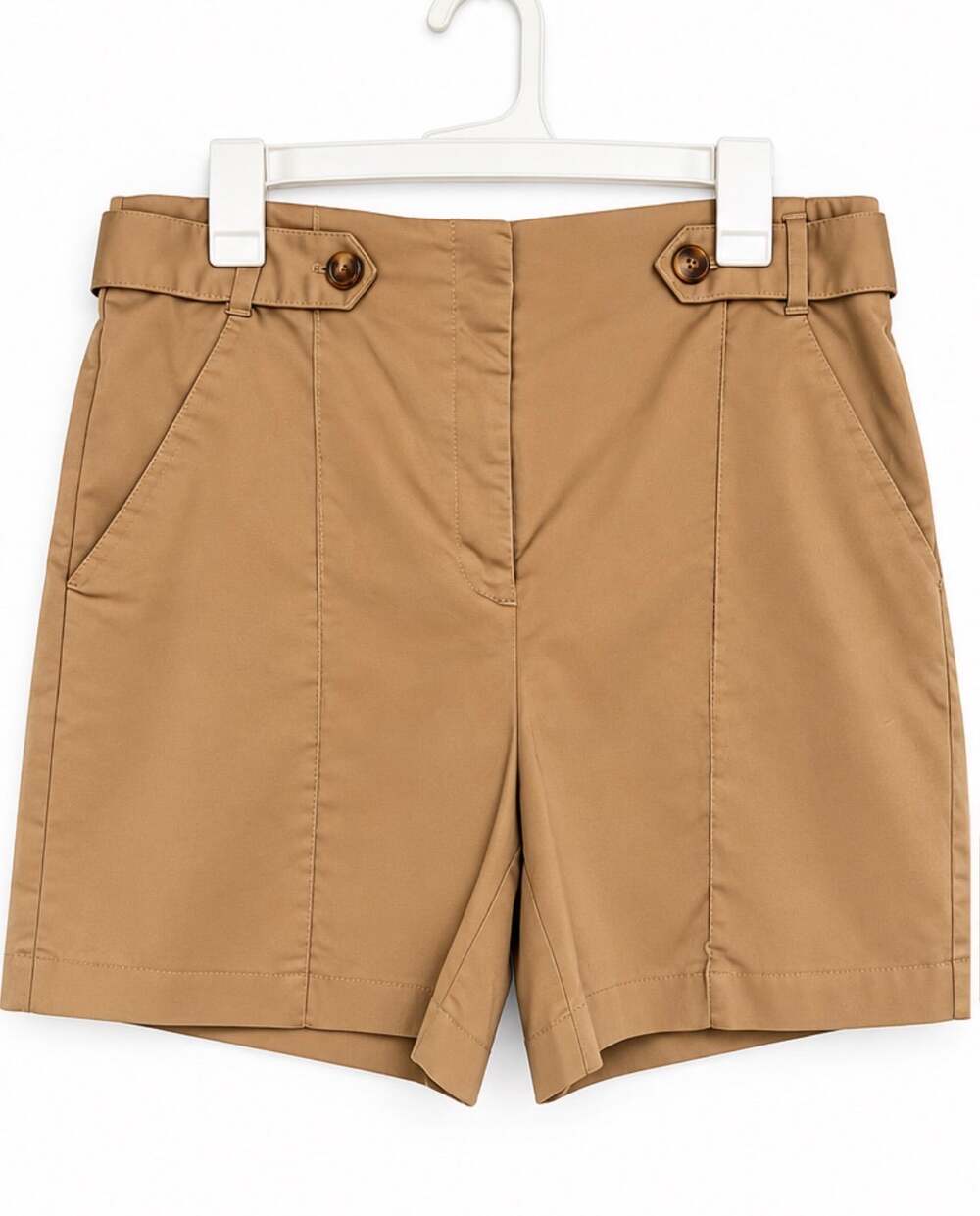 Chico’s Tan Khaki Tailored Shorts Classic High Rise Bermuda Style